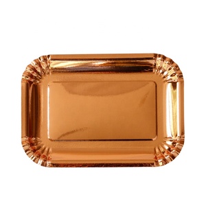 Assiettes <span class=keywords><strong>en</strong></span> papier d'aluminium jetables 400 gsm 10.5 pouces rectangulaires or <span class=keywords><strong>Rose</strong></span>, vente chaude classique - Product Image 1