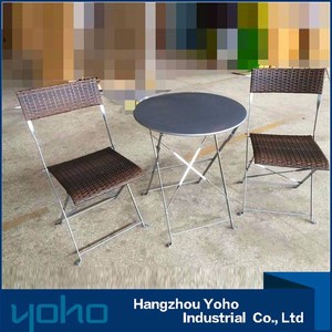 2017 al aire libre <span class=keywords><strong>Bistro</strong></span> SET/muebles café rattan <span class=keywords><strong>Bistro</strong></span> acero mesa con sillas - Product Image 1