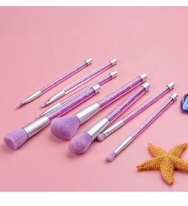 7 pièces haut de gamme Luxe en gros poils professionnels <span class=keywords><strong>Rose</strong></span> <span class=keywords><strong>rose</strong></span> étiquettes <span class=keywords><strong>irisé</strong></span> bas quantité minimale de commande Fashional poignée transparente pinceau de maquillage - Product Image 3