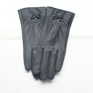 Negro de piel de <span class=keywords><strong>oveja</strong></span> barato guantes de cuero para mujeres - Product Image 2
