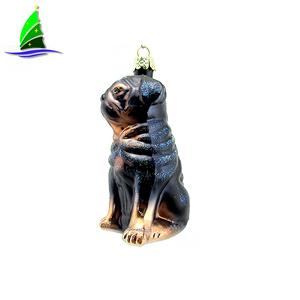 Ornamento adorabile del cane di <span class=keywords><strong>natale</strong></span> di <span class=keywords><strong>vetro</strong></span> nero di nuova moda per la decorazione della famiglia - Product Image 3