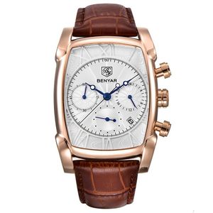 Relojes BENYAR para Hombre, Reloj de Pulsera de Cuarzo con Correa de Cuero, Reloj Deportivo Impermeable, Reloj Casual para Hombre, Reloj Hombre - Product Image 4