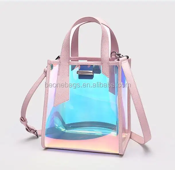 Frauen Hologramm Holographische PVC Handtasche mit Innen Organizer Tasche