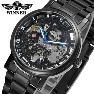 Winner New Phong Cách Màu Đen Đầy Đủ Skeleton Thiết Kế Đồng Hồ Thép Không Gỉ Thương Hiệu Hàng Đầu Sang Trọng Relogio Masculino Người Đàn Ông Đồng Hồ Cơ Khí - Product Image 4