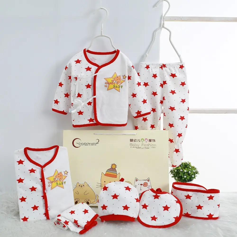 Bộ Quần Áo Cotton Đáng Yêu Cho Bé Trai Và Bé Gái, Bộ Quần Áo Trẻ Em Từ 0-3 Tháng Tuổi, Dành Cho Trẻ Sơ Sinh (7 Cái/bộ)