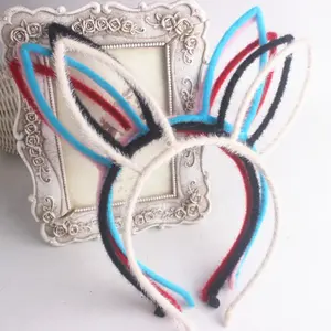 Multicolor easter bunny ear pom pom headband rabbit ears hairband
