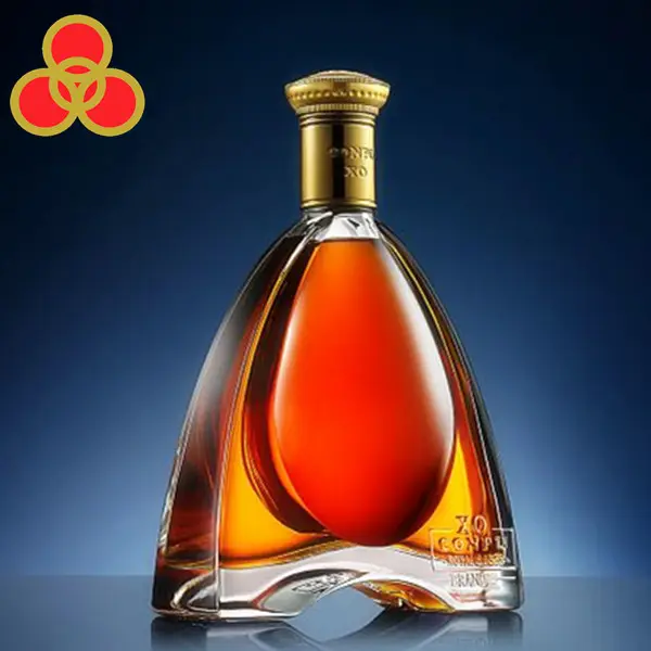 Großhandel 700ml einzigartige Form Glasflasche für XO/Brandy Flasche mit Kronkorken