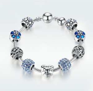 Pulsera de cuentas de cristal de alta calidad hecha a mano con patrón de flores joyería de aleación de moda con piedra de circón para aniversarios - Product Image 3