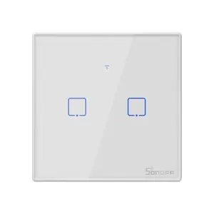 SONOFF T2EU 2C TX Wifi/Control Remoto RF interruptor de potencia 2 pared táctil interruptor de la luz de casa inteligente funciona con Alexa precio de fábrica