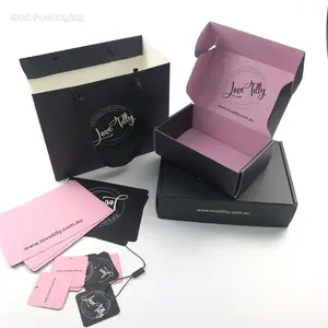 Großhandel Hochwertige Größe Wellpappe Box Schwarz und Rosa Kosmetische Set Post mailing-Box für kosmetische