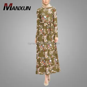 South Indian Sexy Girls Picture Fashion Muslim Printing New Style Abaya Dress Wholesale Dubai Islamic Clothing