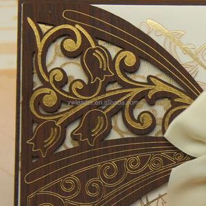 Trung Quốc Làm Bằng Tay Thanh Lịch Bằng Gỗ Thiệp Mời Đám Cưới Với Ribbon - Product Image 2