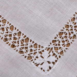 N011: White <strong>Linen</strong> <strong>Placemats</strong> With Drawnwork White Handmade Embroidery Place Mat Rectangular Tableware Mat - Product Image 3