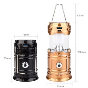 Lampe Led solaire à panneau d'alimentation solaire, avec batterie 18650, chargeur de téléphone, luminaire de tente - Product Image 3