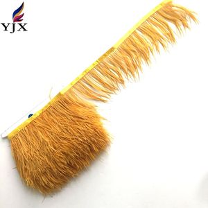 Top qualité 8-10 cm teinté décoratif couleur or véritable autruche plume tissu - Product Image 5