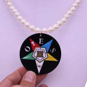 Moda filo di perle nero lettera greca OES legno Charms <span class=keywords><strong>collana</strong></span> ordine della stella orientale gioielli per regalo - Product Image 6