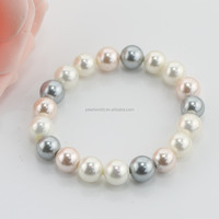 Feirunc 10mm couleur mixte pas cher prix coquille perle bracelet coquillage bijoux, stretch perle bracelet