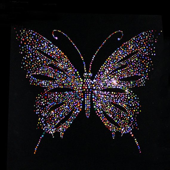 New Style Custom Butterfly Text Logo Design Hotfix Rhinestone Iron On Transfer For Clothing