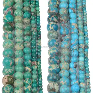 Perles de jaspe roi, pierres rondes naturelles vertes et bleues, pour la fabrication de bijoux, bracelets et colliers, vente en gros, livraison gratuite