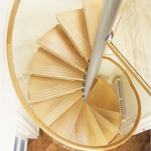 Tiêu chuẩn Mỹ trong nhà xoắn ốc cầu thang với thanh thép không gỉ cầu thang lan can và gỗ Tread - Product Image 5