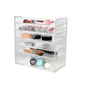 Hot <strong>Acrylic</strong> Cosmetic Storage <strong>Drawers</strong>,Luxury Jewelry Display Box,Wholesale <strong>6</strong> <strong>Drawers</strong> <strong>Acrylic</strong> <strong>Makeup</strong> <strong>Organizer</strong> With Crystal Knobs