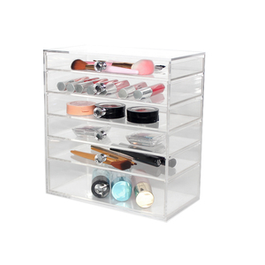 Tiroirs de rangement de cosmétiques en acrylique, boîte d'exposition de bijoux de luxe, 6 tiroirs, organisateur de maquillage en acrylique avec boutons en cristal, vente en gros