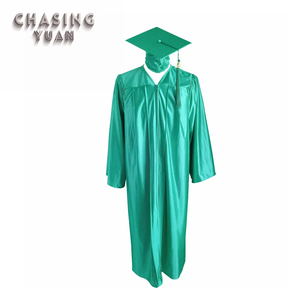 Shiny Kelly Green Adult Graduation Cap and Gown