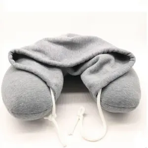 U shape hooded suppliers neck pain pillow travel airplane hoodie travel neck pillow