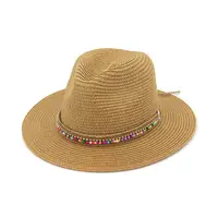 Topi Jerami Matahari Musim Panas Wanita Baru 2020 Topi Panama Fedora Modis untuk Pria