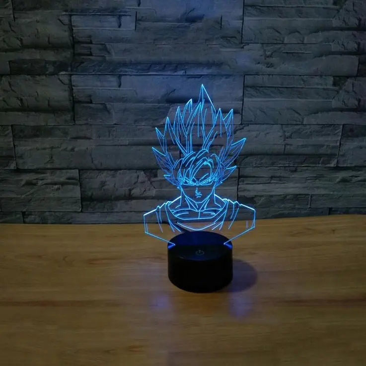 Son goku dragon ball 3d lâmpada ilusão, rgb colorida luz noturna