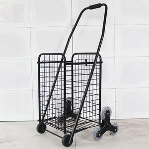 Chariot de courses pliable en métal avec trois roues, capacité de 42l, livraison gratuite - Product Image 1