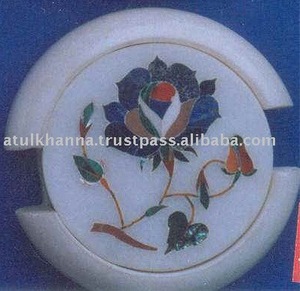 White Marble Inlay <b>coaster</b> <b>Sets</b> - Product Image 1