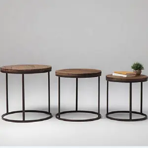 厂家直销3套圆形边桌与木家庭生活家具制造商在中国宁波