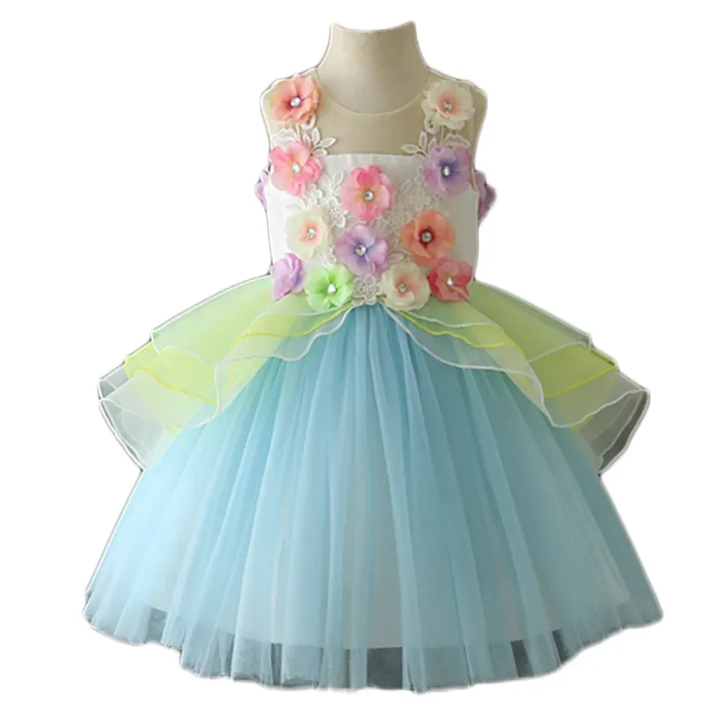 Neueste Modell reine Blume Kinder Kleidung Mädchen Party Kleider Kinder Sommerkleid ung 2019