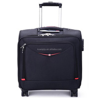 Valise cabine à roulettes en polyester 1680D, douce, noire, 16 pouces