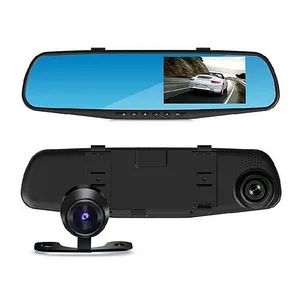 Taşınabilir dijital Video kaydedici araba dikiz aynası 720P/480P HD araba dvr'ı çift lens ile geri
