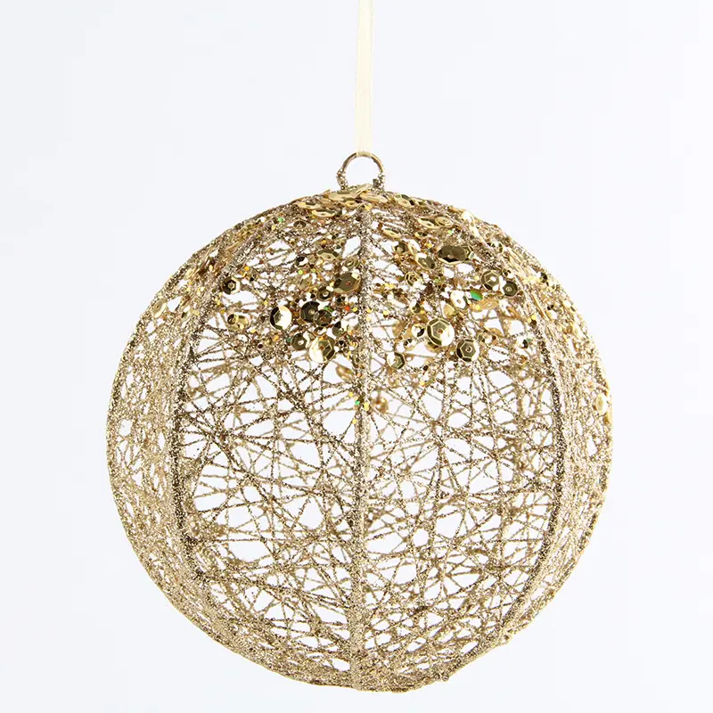 Best selling handmade christmas metal ball gold christmas tree decoration ornament