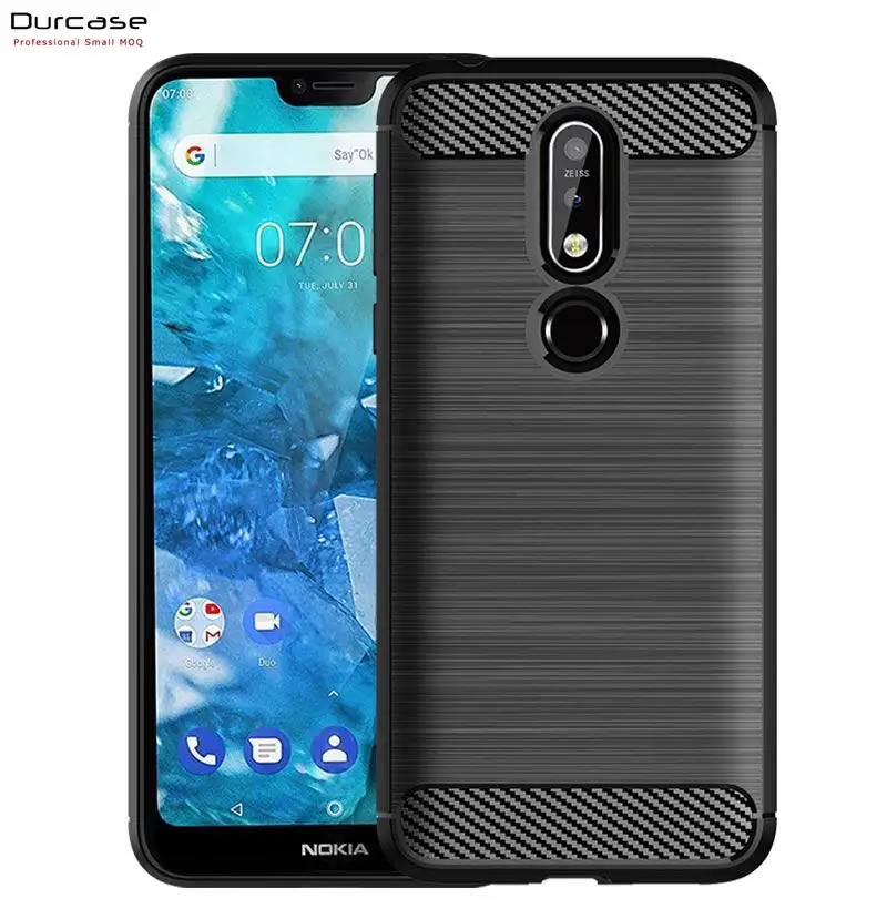 Carbon Fibre carbon fiber mobile cover Style Back Cover TPU Soft Phone Case For NOKIA 7.1 brush tpu case