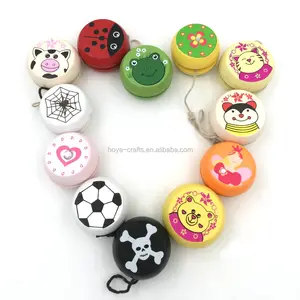 Creative Wooden Children Yoyo Toys Hand Painting Lovely Ladybug Yoyo For Kids