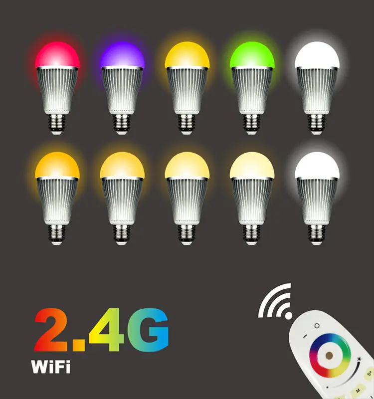 2016 home automation wifi smart lighting 2.4G 4-zone remote controlled rgb rgbw rgbww color changing led smart light bulbs