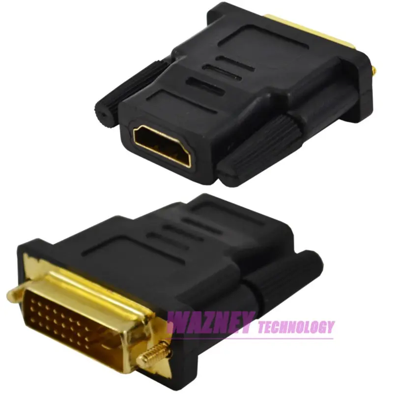 Adaptor DVI Ke HDMI, Konverter Konektor Kabel Dua Arah DVI D 24 + 1 Laki-laki Ke HDMI Perempuan untuk Proyektor HDMI Ke DVI
