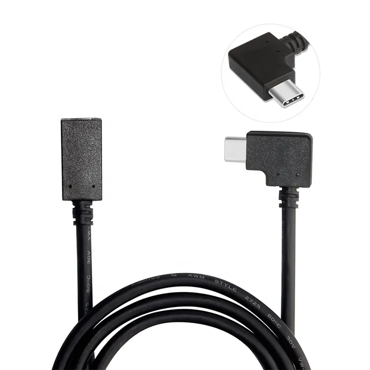 Sudut Kanan 2 3 Ekstensi OTG 3.0 Aluminium Micro B Jenis Adaptor Kabel Pengisian USB C Kabel 1 M