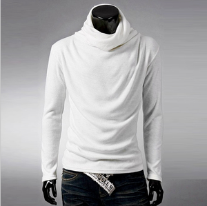Pull pour homme en maille à col montant, couleur unie, coupe ajustée, pour l'automne - Product Image 1