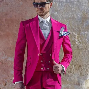2019 barato traje de los hombres el FRAC novio padrino Formal trajes de los hombres de negocios (chaqueta + Pantalones + Chaleco de tres piezas boda Bestman desgaste
