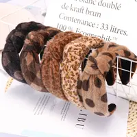 C62 Autumn and winter new digital printing middle knotted headband Personality Leopard Color Bow Knot Cross Headband