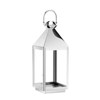 Grand bougeoir en verre en acier inoxydable personnalisé pour jardin Ensembles de lanternes de mariage Décoration de Noël funéraire décorative Lanternes en or