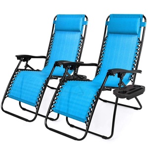 Silla de playa portátil reclinable para patio, silla de gravedad cero con portavasos, bandejas y almohadas - Product Image 3