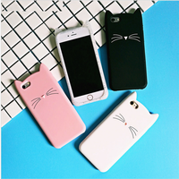 Coque de protection 3D en forme d'animal pour Iphone, compatible modèles 6, 7 et 7 Plus, mignon, dessin animé, chat, dessin animé, 3D, Silicone
