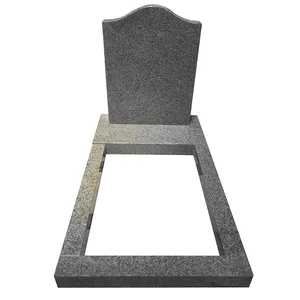 polished shandong grey white granit scroll ledger tombstone gravestone headstone slab kerb sets for sale