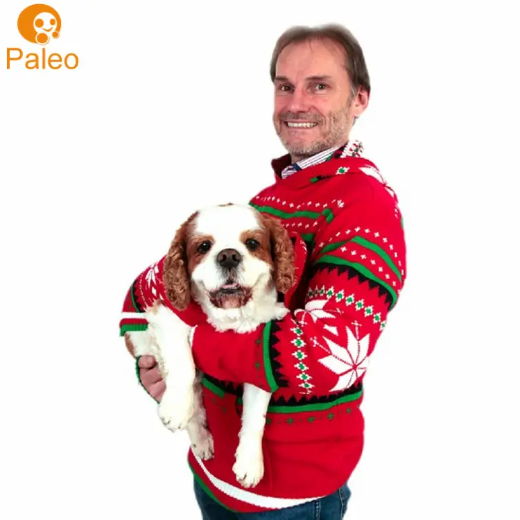 Suéter de punto para perro de fabricante de China, suéteres a juego para perro y propietario de Navidad feo